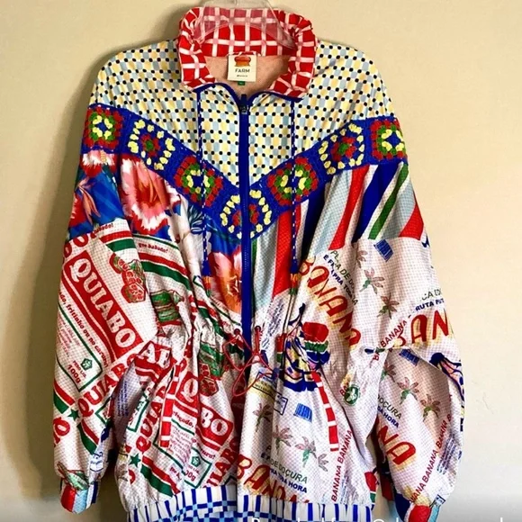 FARM Rio Carnaval Mixed Print Windbreaker with Crochet Detail - Picture 7 of 15
